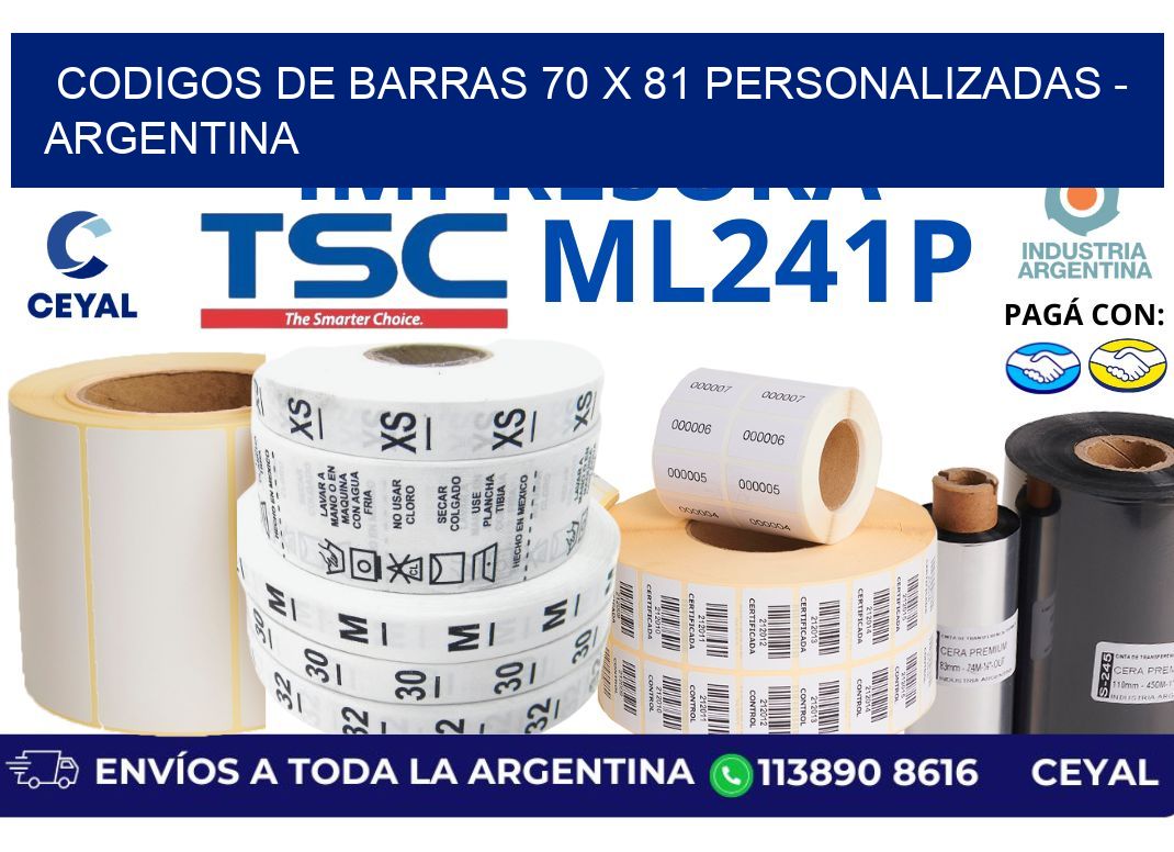 codigos de barras 70 x 81 personalizadas – Argentina