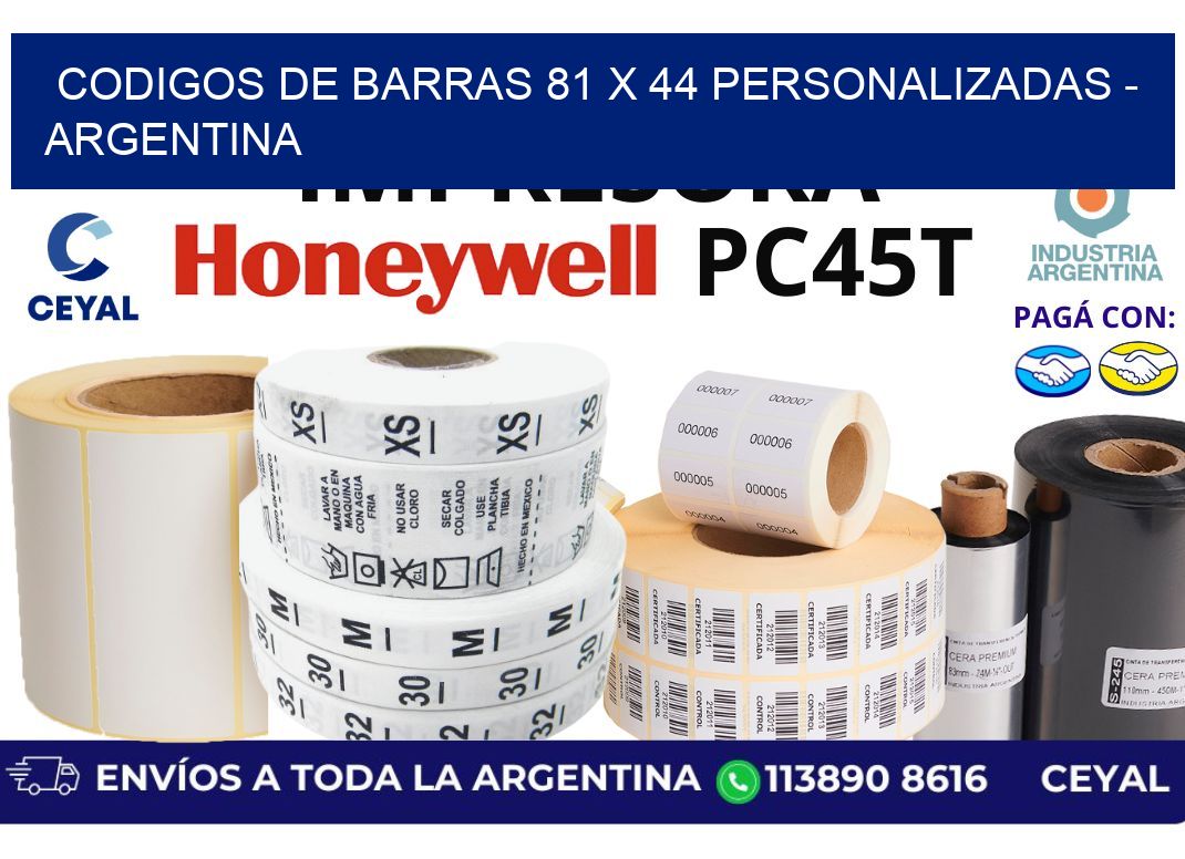 codigos de barras 81 x 44 personalizadas - Argentina