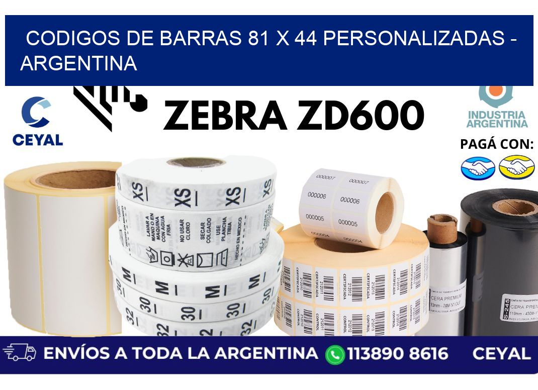 codigos de barras 81 x 44 personalizadas - Argentina