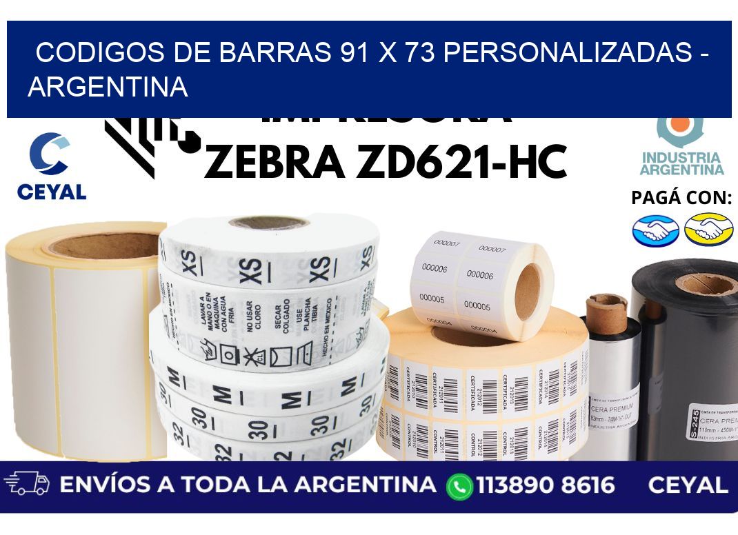 codigos de barras 91 x 73 personalizadas - Argentina