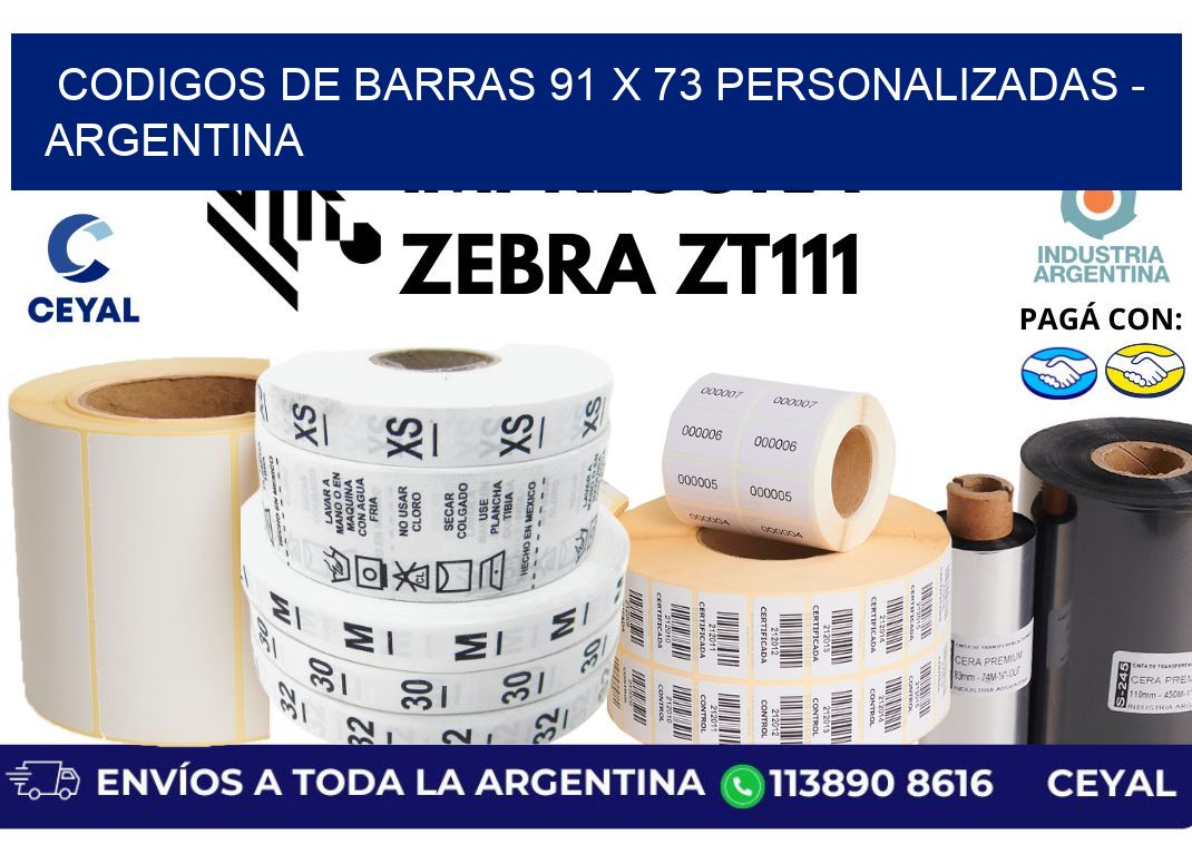 codigos de barras 91 x 73 personalizadas - Argentina