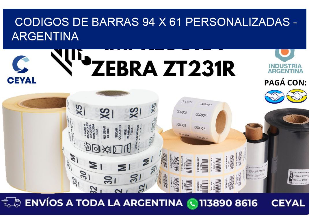 codigos de barras 94 x 61 personalizadas - Argentina