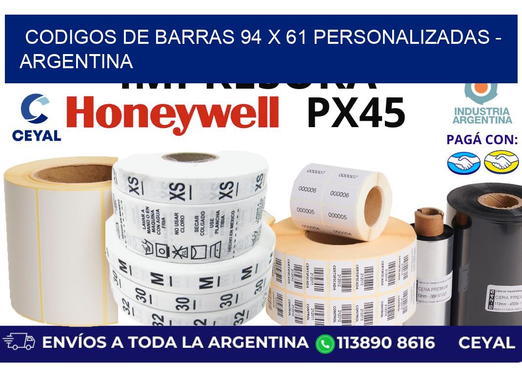 codigos de barras 94 x 61 personalizadas – Argentina