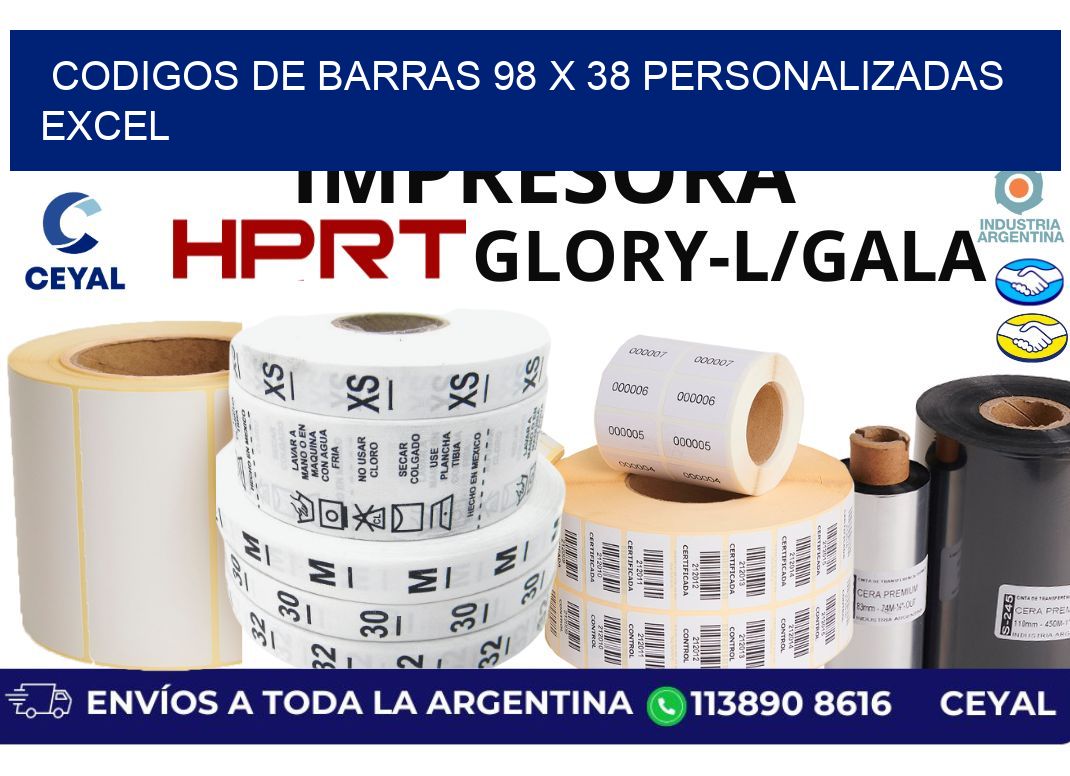 codigos de barras 98 x 38 personalizadas excel