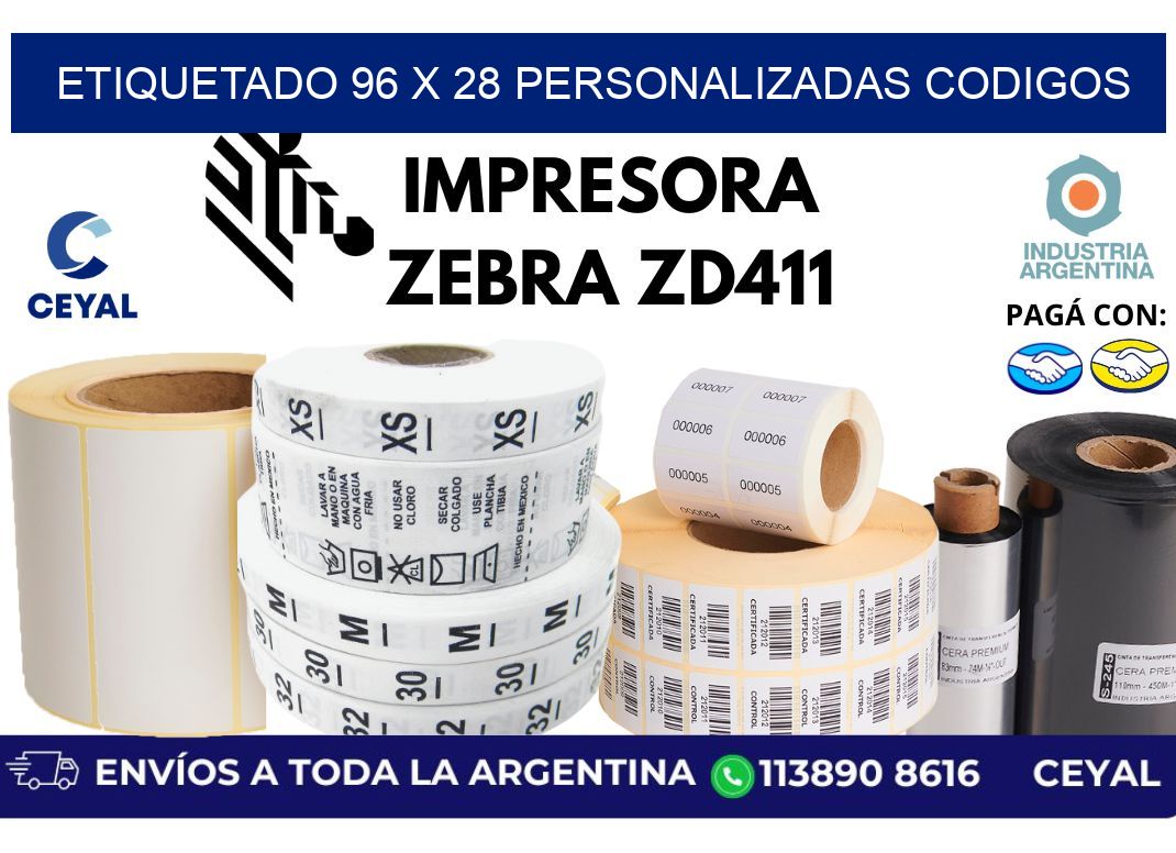 etiquetado 96 x 28 personalizadas codigos