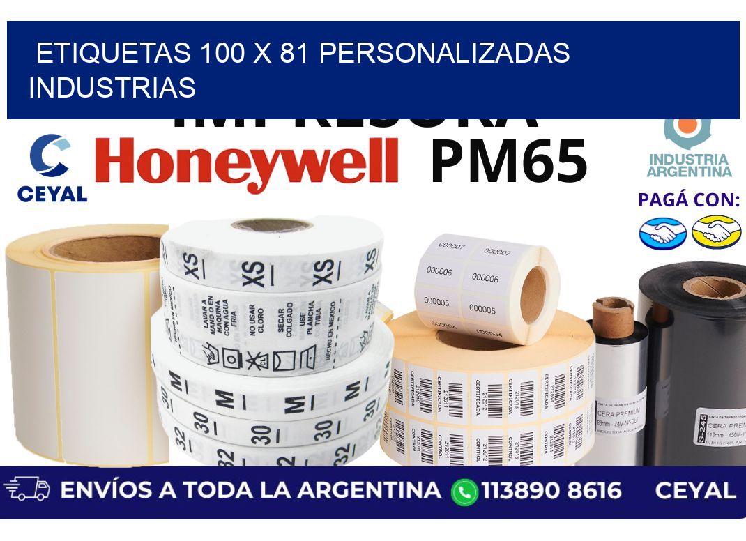 etiquetas 100 x 81 personalizadas industrias