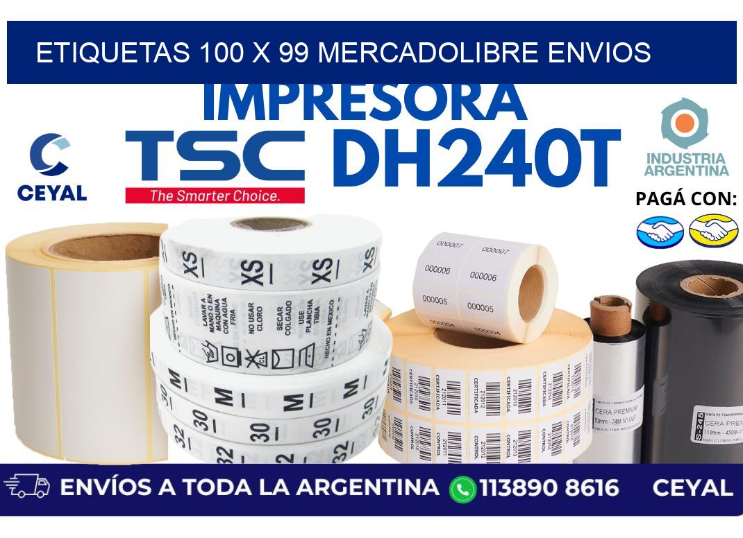 etiquetas 100 x 99 mercadolibre envios