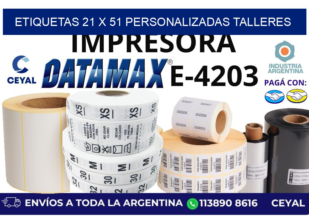 etiquetas 21 x 51 personalizadas talleres