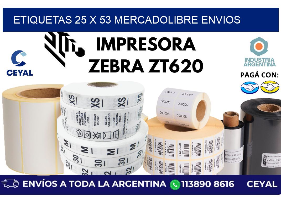 etiquetas 25 x 53 mercadolibre envios