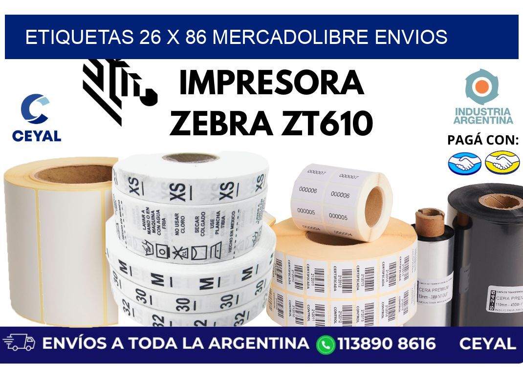 etiquetas 26 x 86 mercadolibre envios
