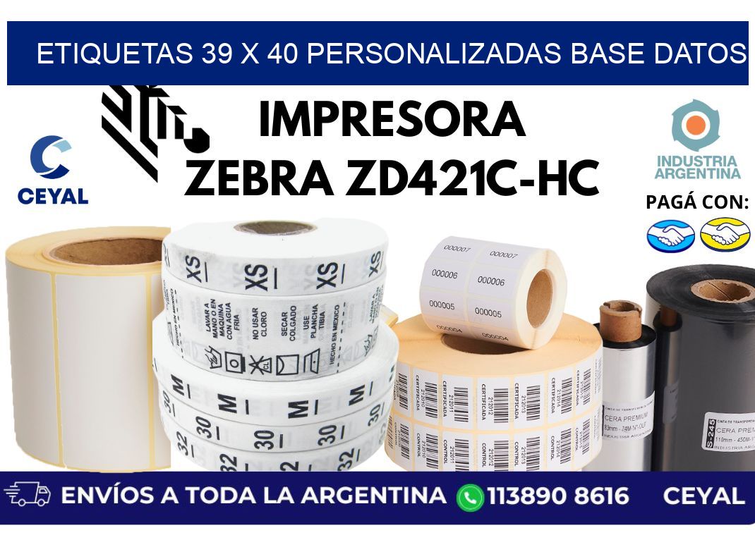 etiquetas 39 x 40 personalizadas base datos