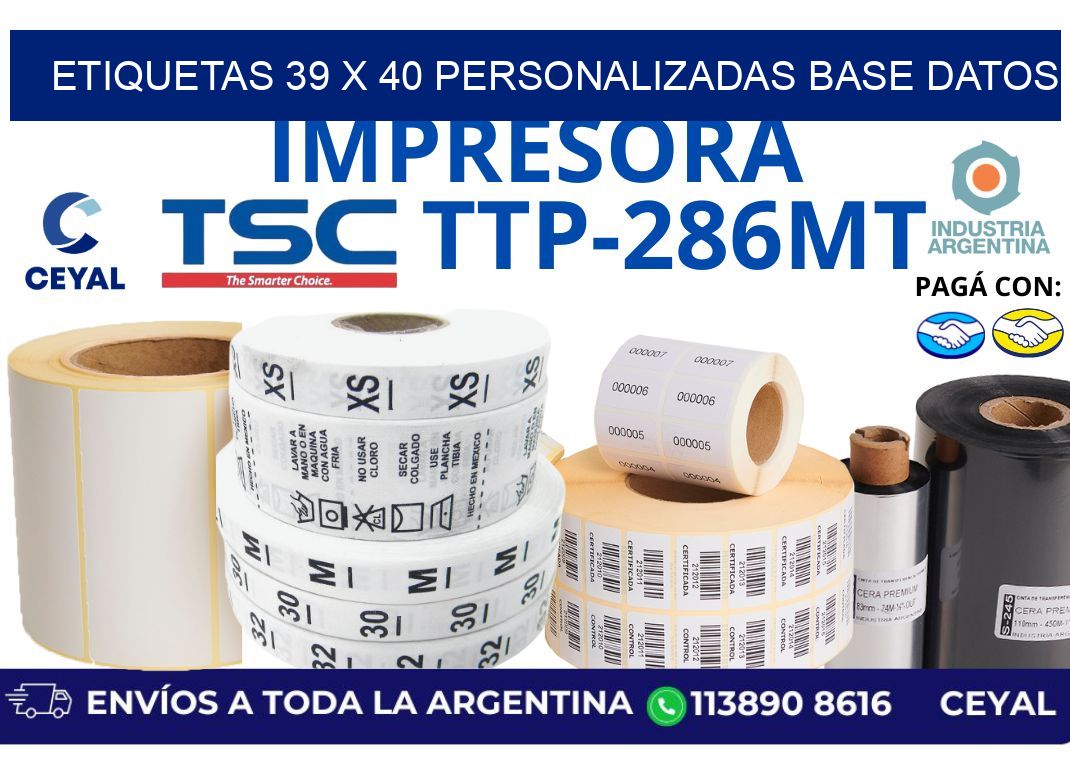 etiquetas 39 x 40 personalizadas base datos