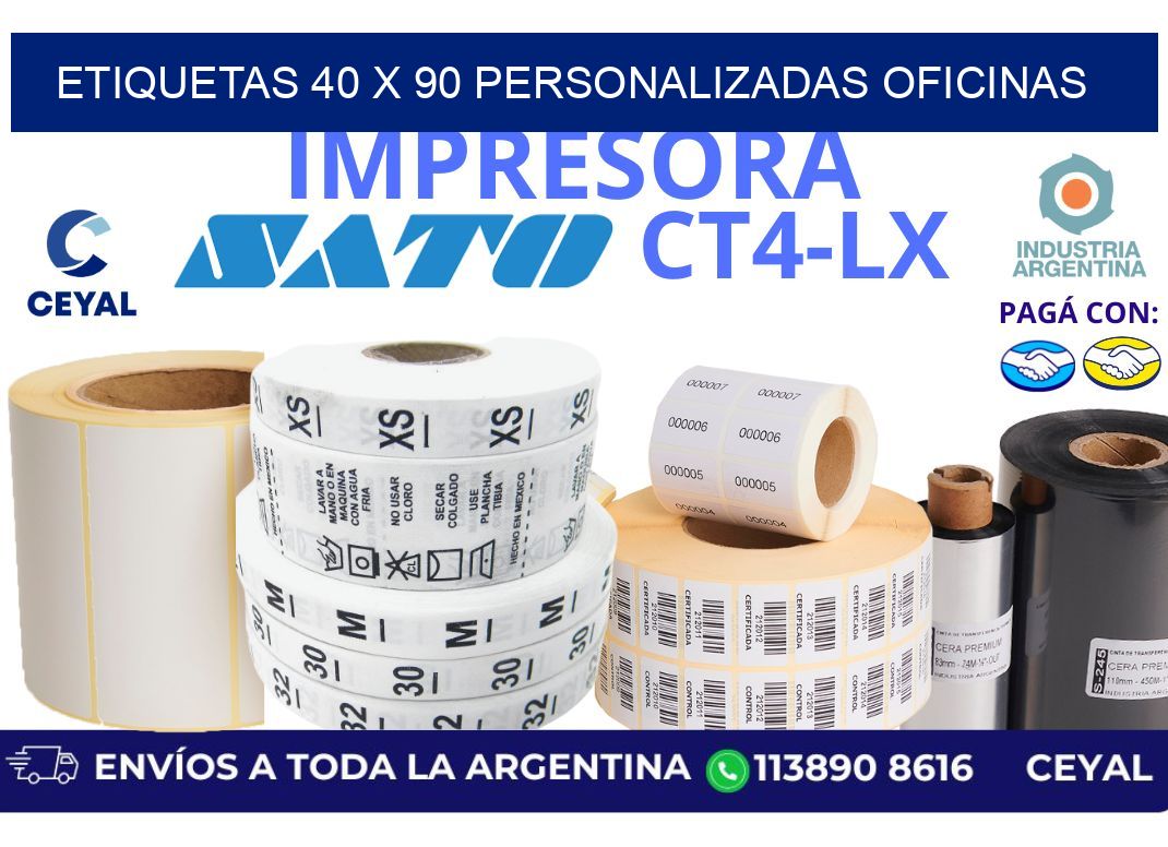 etiquetas 40 x 90 personalizadas oficinas
