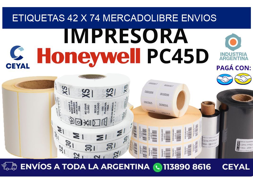 etiquetas 42 x 74 mercadolibre envios