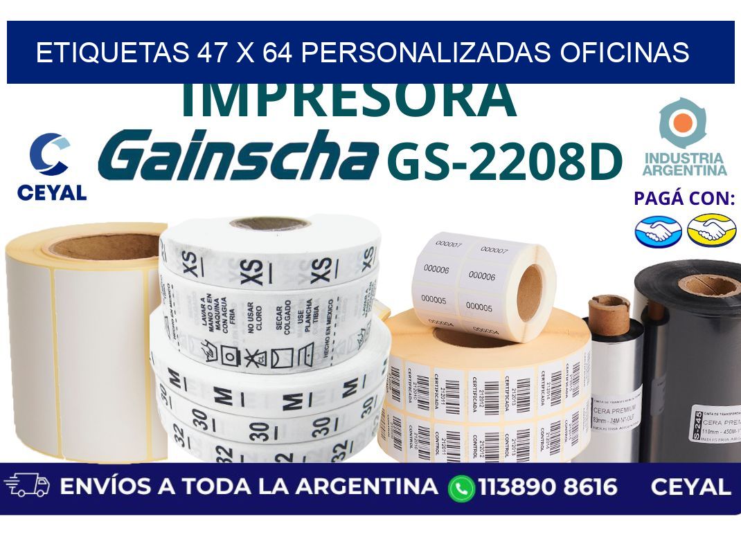 etiquetas 47 x 64 personalizadas oficinas