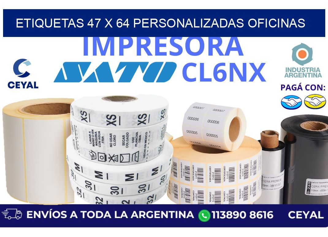 etiquetas 47 x 64 personalizadas oficinas