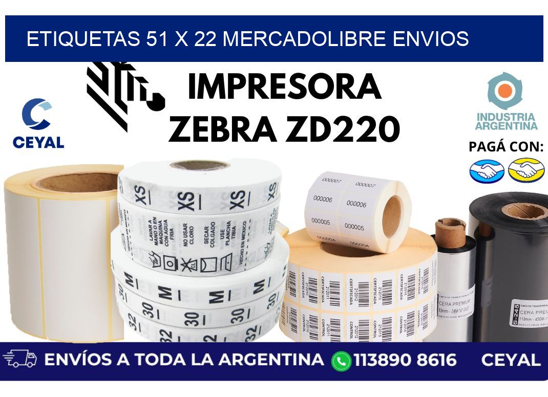 etiquetas 51 x 22 mercadolibre envios