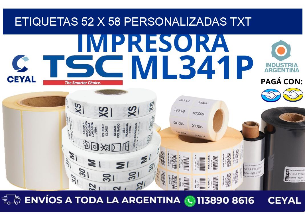 etiquetas 52 x 58 personalizadas txt