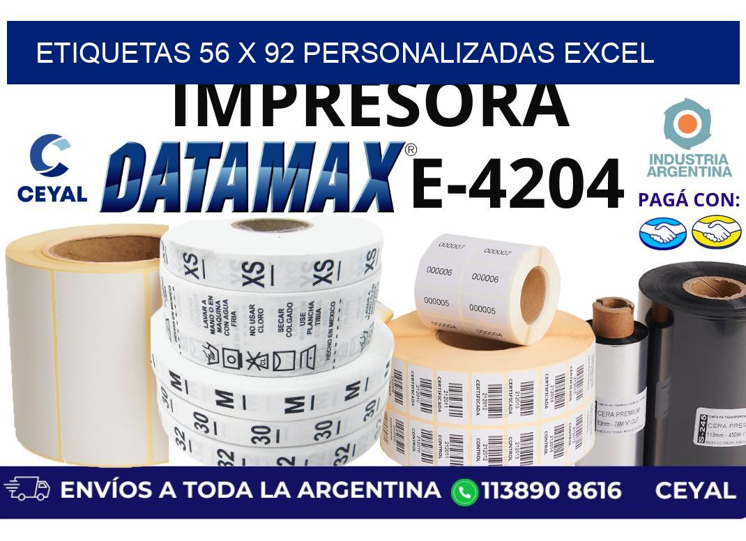 etiquetas 56 x 92 personalizadas excel