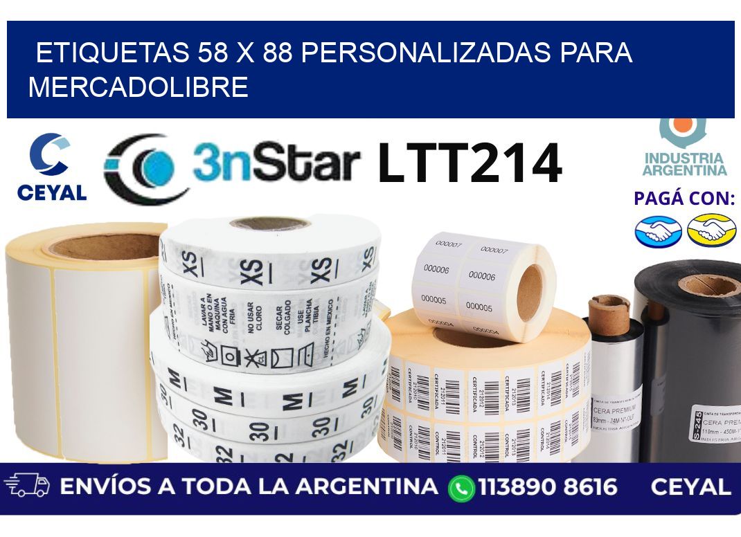 etiquetas 58 x 88 personalizadas para mercadolibre