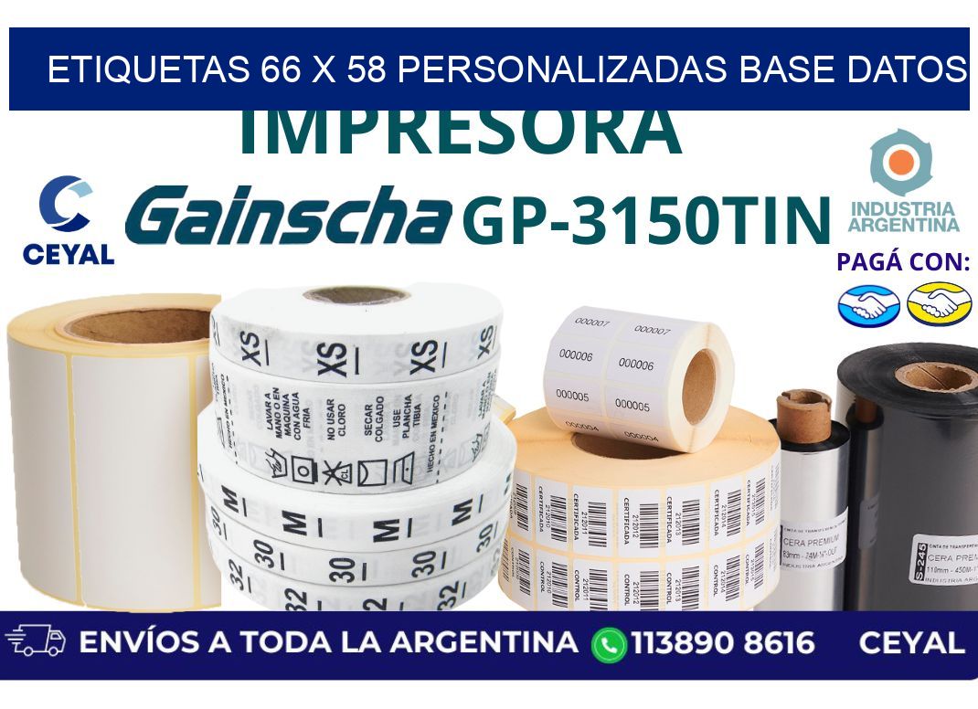 etiquetas 66 x 58 personalizadas base datos