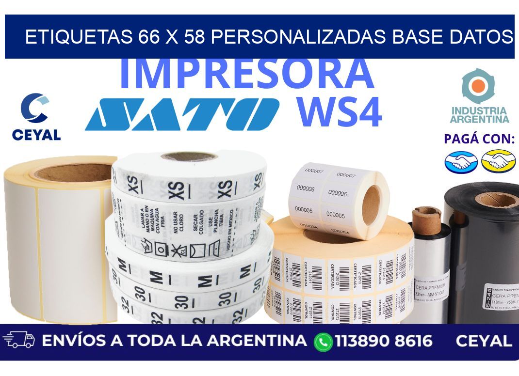 etiquetas 66 x 58 personalizadas base datos