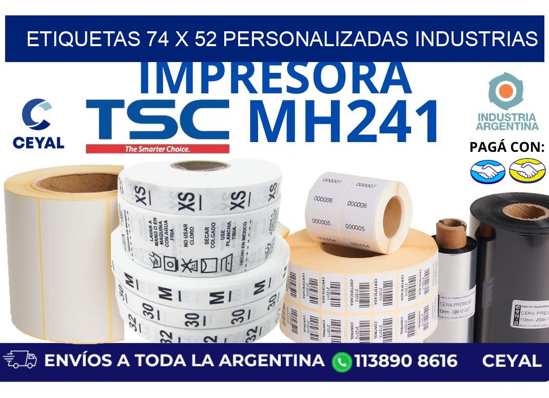 etiquetas 74 x 52 personalizadas industrias