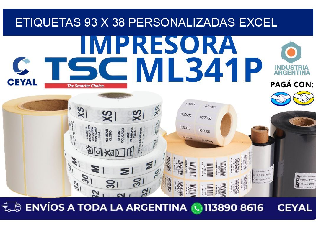 etiquetas 93 x 38 personalizadas excel