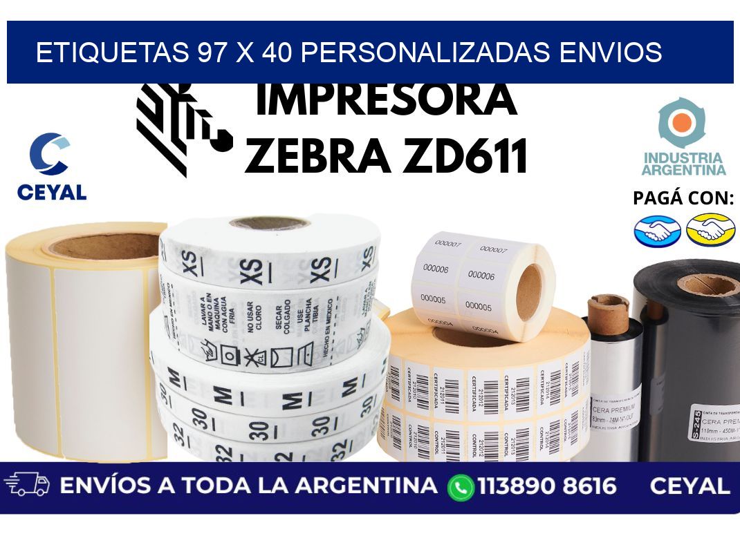 etiquetas 97 x 40 personalizadas envios