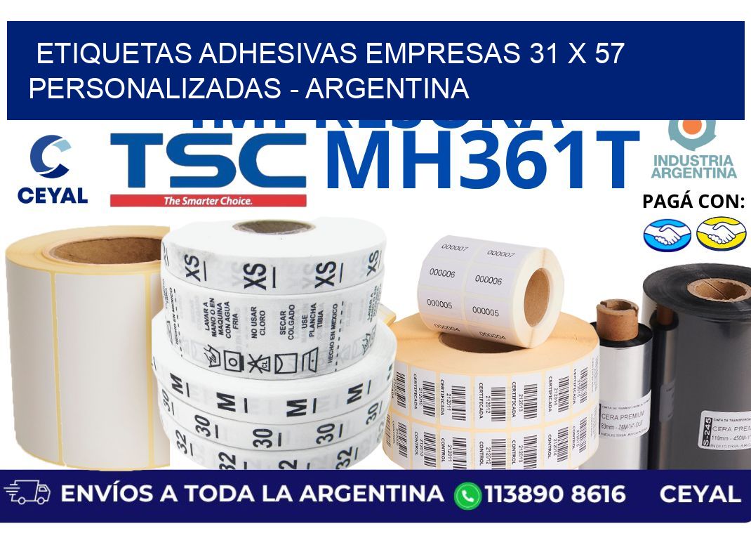 etiquetas adhesivas empresas 31 x 57 personalizadas - Argentina