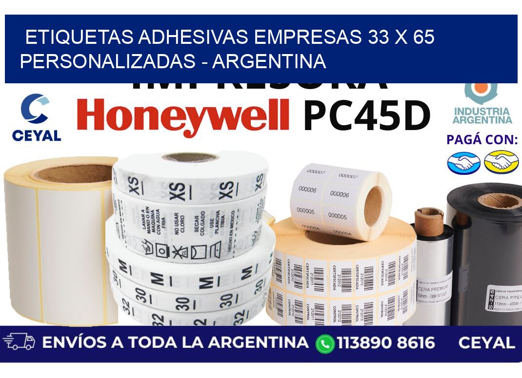 etiquetas adhesivas empresas 33 x 65 personalizadas - Argentina