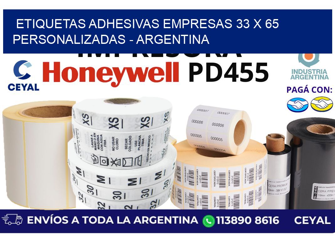 etiquetas adhesivas empresas 33 x 65 personalizadas – Argentina