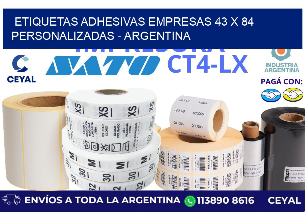 etiquetas adhesivas empresas 43 x 84 personalizadas – Argentina