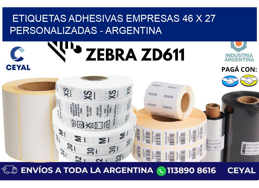 etiquetas adhesivas empresas 46 x 27 personalizadas - Argentina