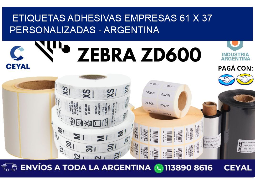etiquetas adhesivas empresas 61 x 37 personalizadas - Argentina