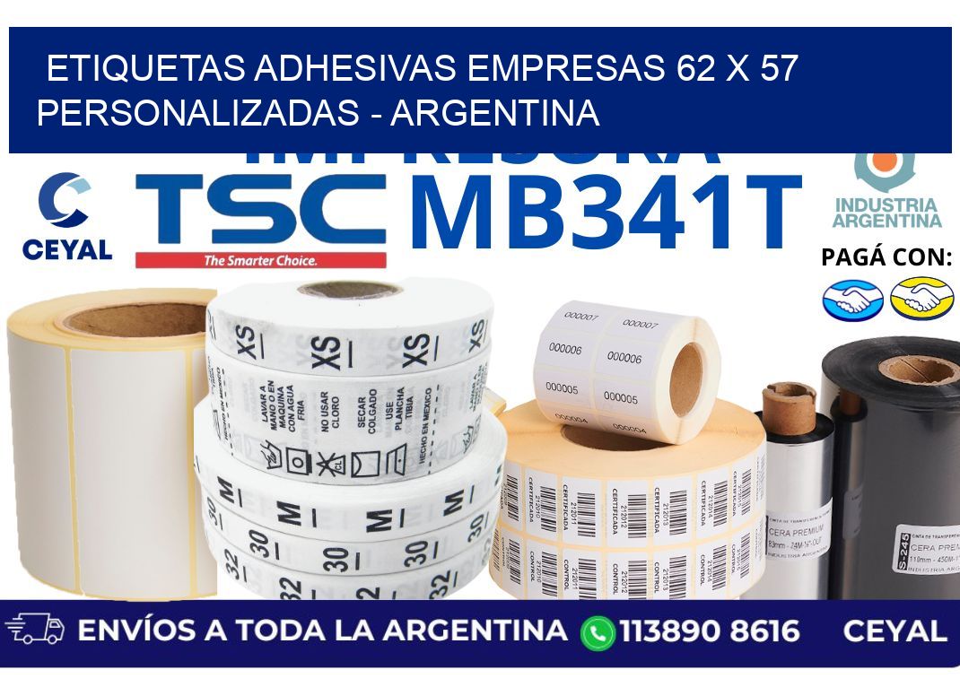 etiquetas adhesivas empresas 62 x 57 personalizadas - Argentina