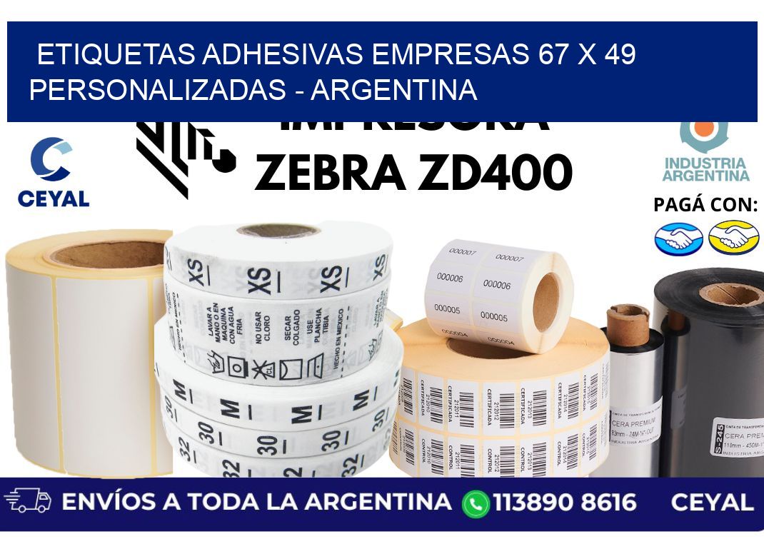 etiquetas adhesivas empresas 67 x 49 personalizadas - Argentina
