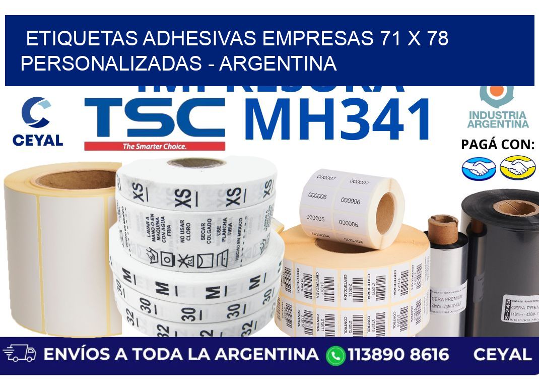 etiquetas adhesivas empresas 71 x 78 personalizadas - Argentina