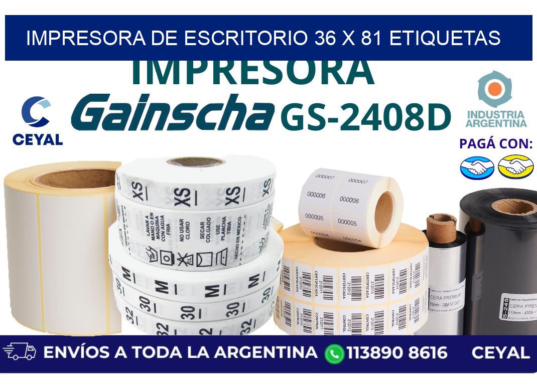 impresora de escritorio 36 x 81 etiquetas