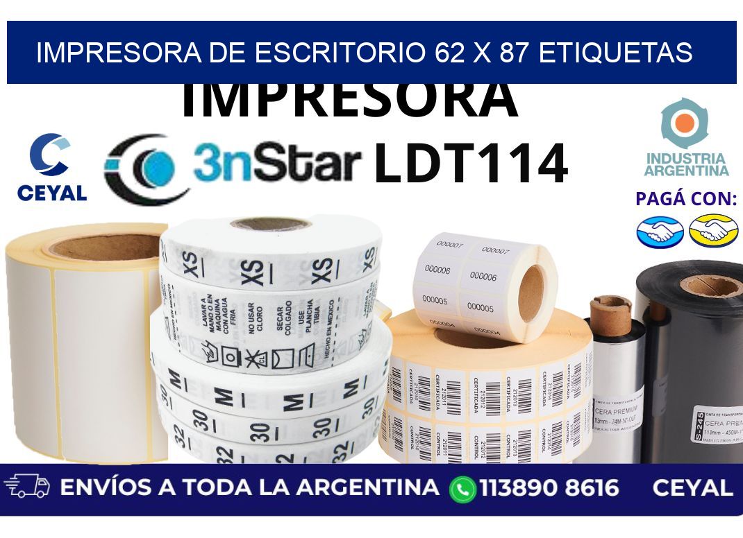 impresora de escritorio 62 x 87 etiquetas