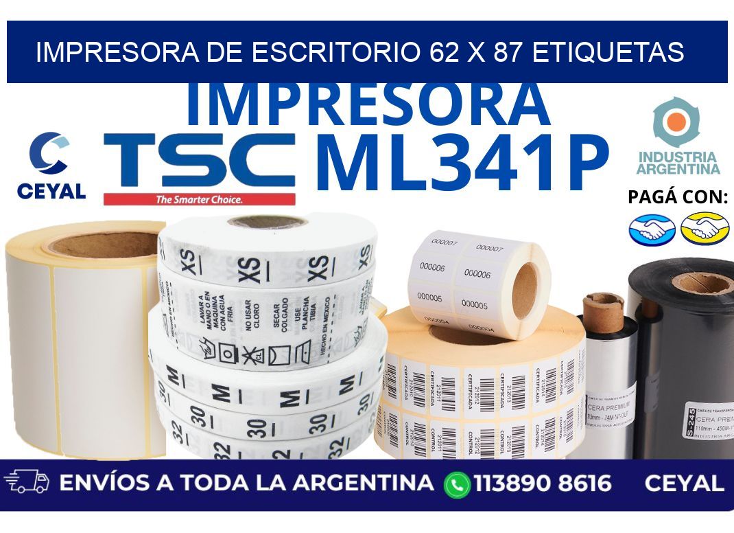 impresora de escritorio 62 x 87 etiquetas