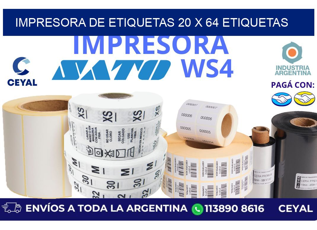 impresora de etiquetas 20 x 64 etiquetas