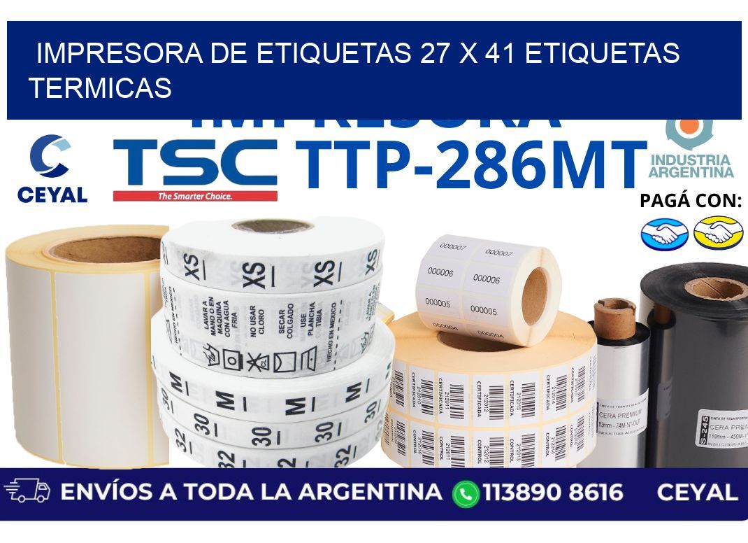 impresora de etiquetas 27 x 41 etiquetas termicas