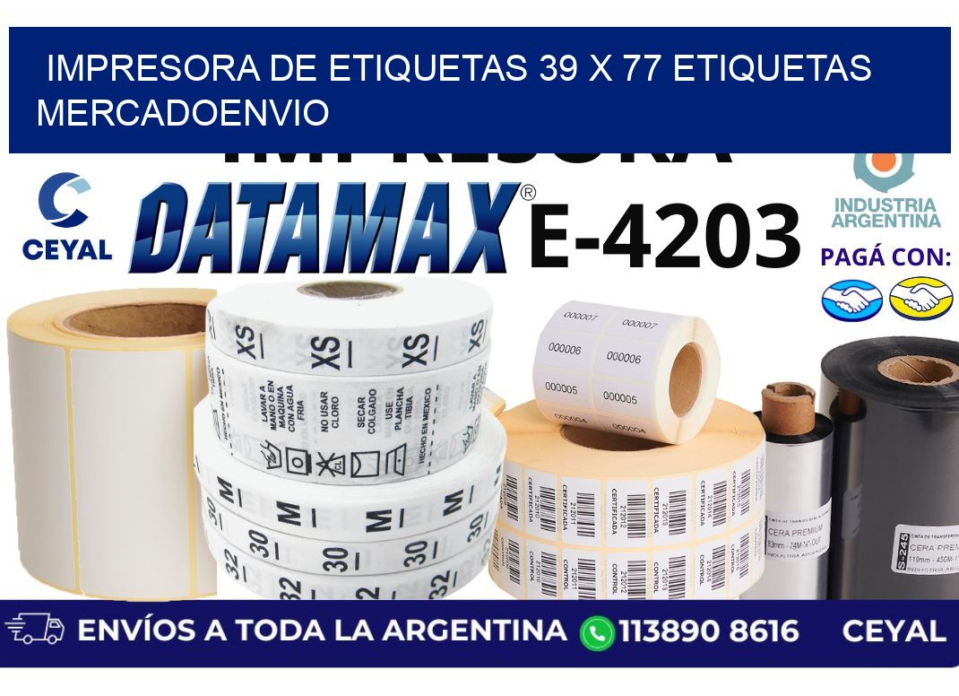 impresora de etiquetas 39 x 77 etiquetas mercadoenvio