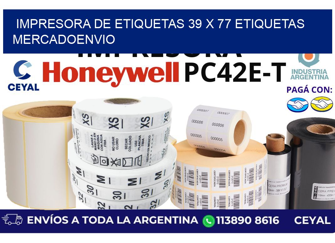 impresora de etiquetas 39 x 77 etiquetas mercadoenvio