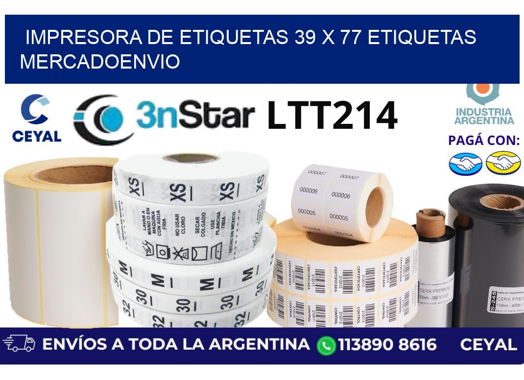 impresora de etiquetas 39 x 77 etiquetas mercadoenvio