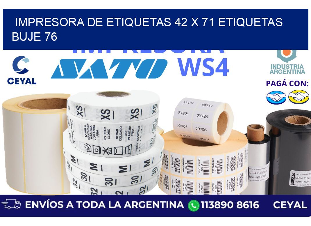 impresora de etiquetas 42 x 71 etiquetas buje 76