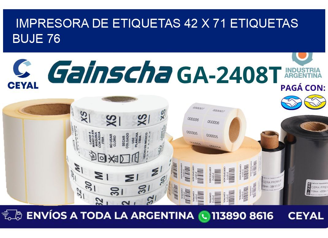 impresora de etiquetas 42 x 71 etiquetas buje 76