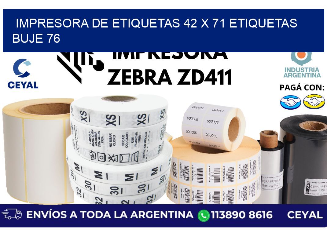 impresora de etiquetas 42 x 71 etiquetas buje 76