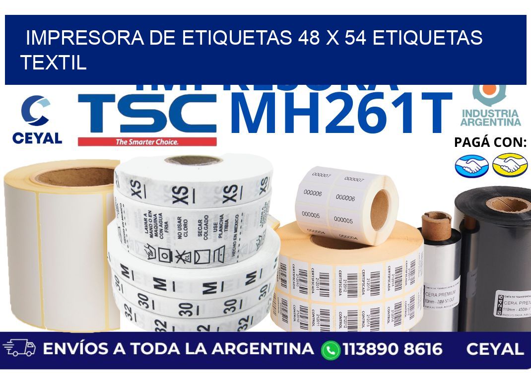 impresora de etiquetas 48 x 54 etiquetas textil